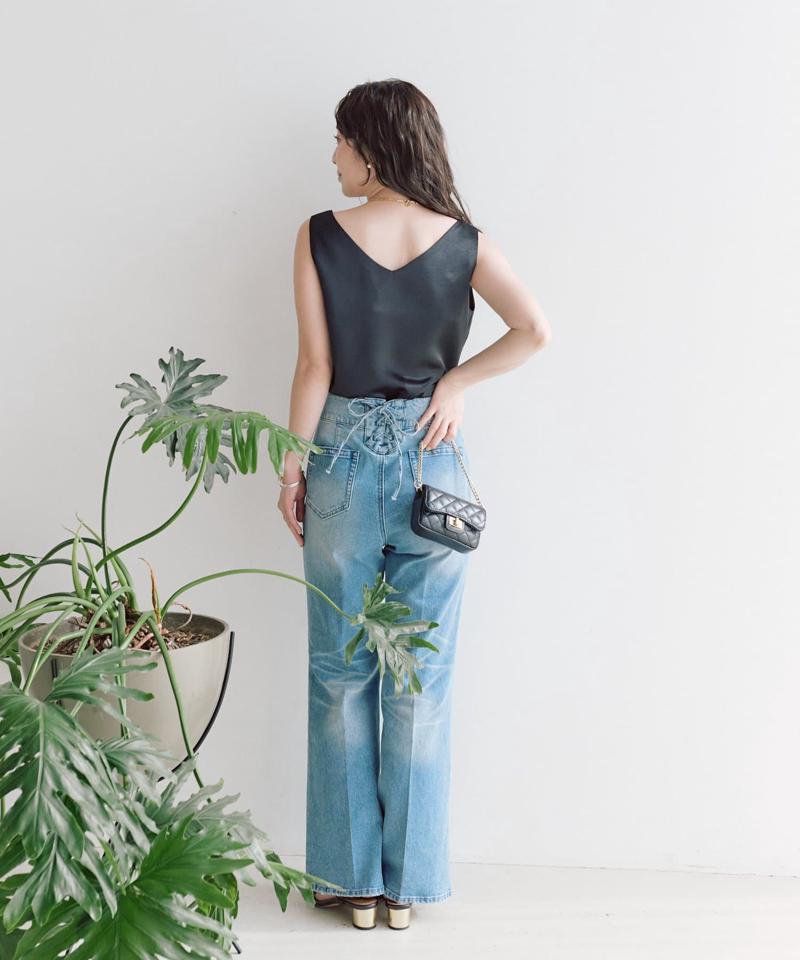 【今すぐお届け・miki監修】サテン2WAYタンク