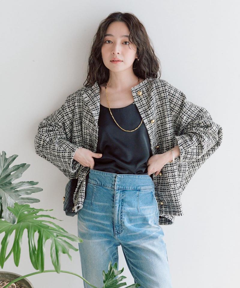 【今すぐお届け・miki監修】サテン2WAYタンク