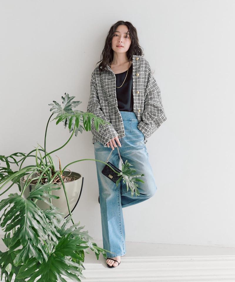 【今すぐお届け・miki監修】サテン2WAYタンク