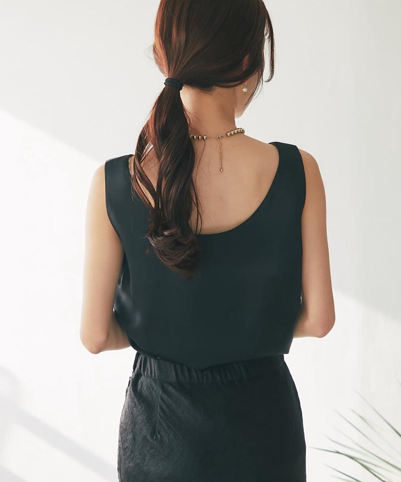 【今すぐお届け・miki監修】サテン2WAYタンク