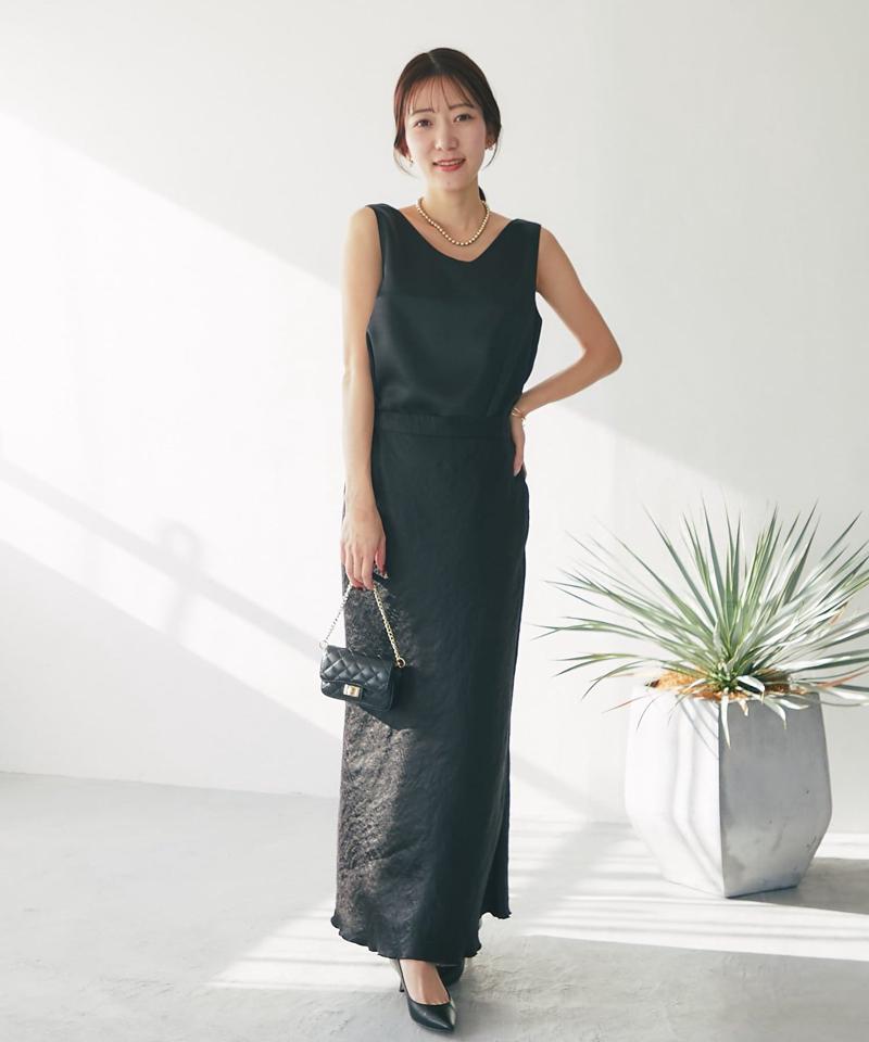 【今すぐお届け・miki監修】サテン2WAYタンク