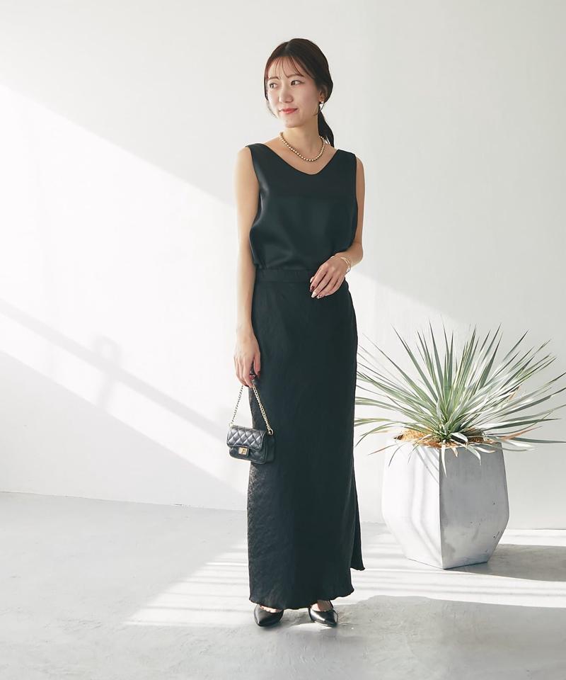 【今すぐお届け・miki監修】サテン2WAYタンク