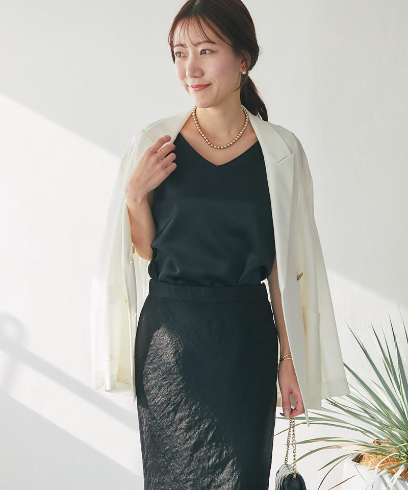 【今すぐお届け・miki監修】サテン2WAYタンク