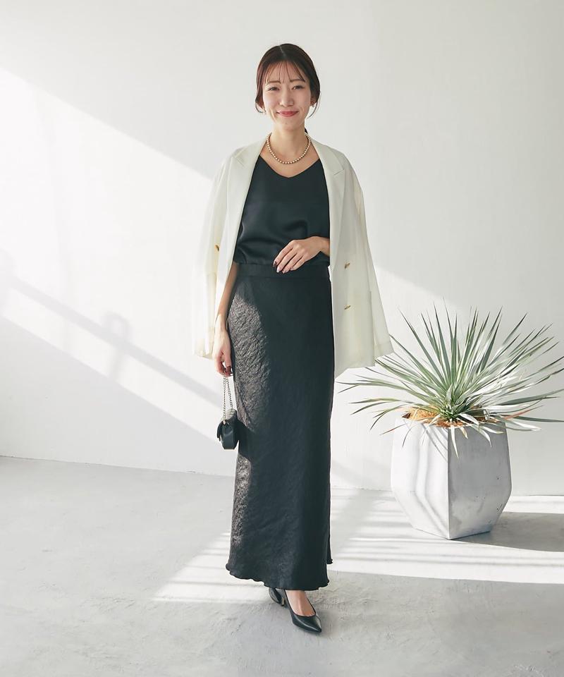 【今すぐお届け・miki監修】サテン2WAYタンク