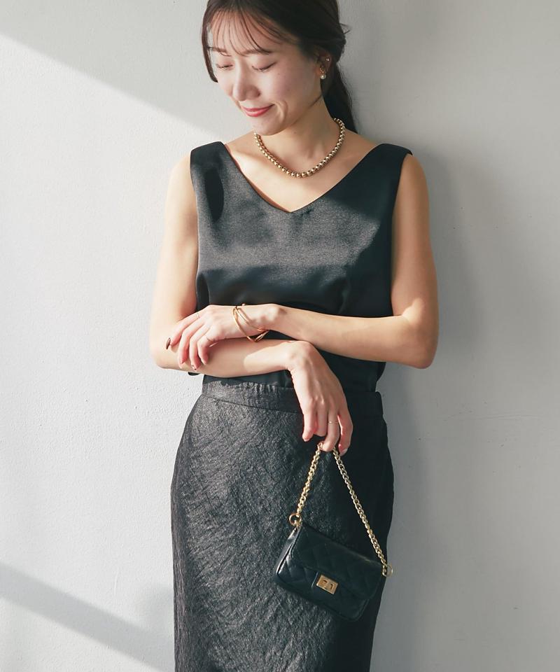 【今すぐお届け・miki監修】サテン2WAYタンク