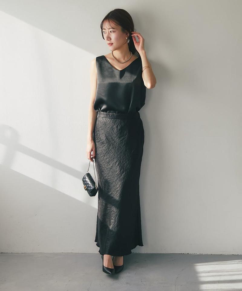 【今すぐお届け・miki監修】サテン2WAYタンク