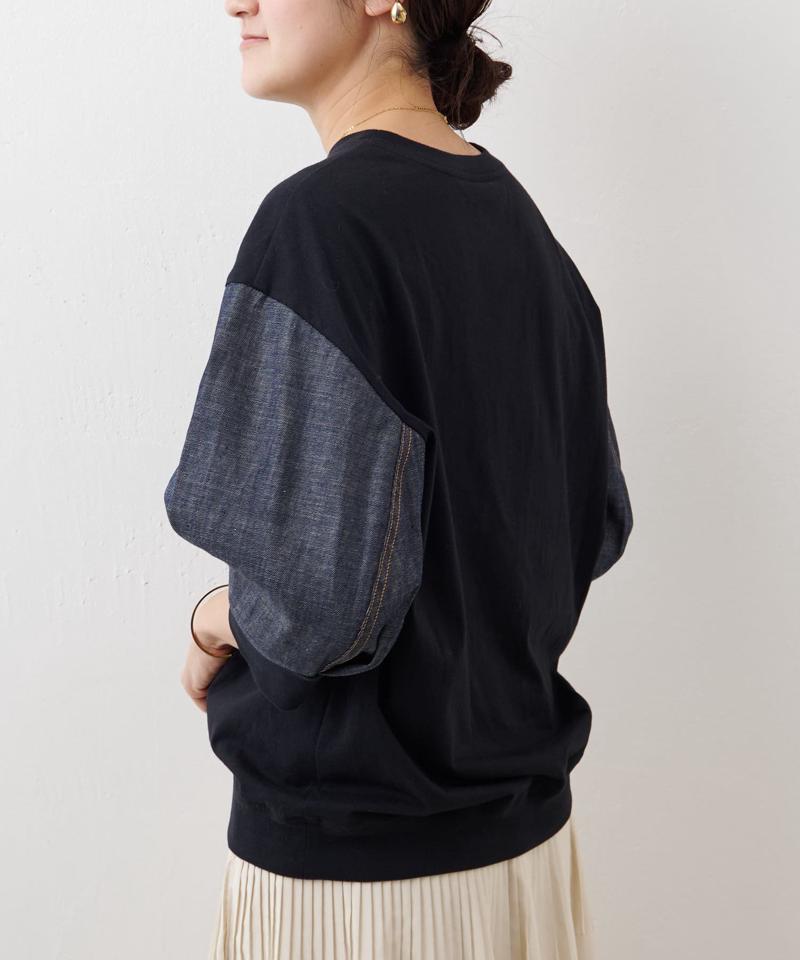 袖デニムTee