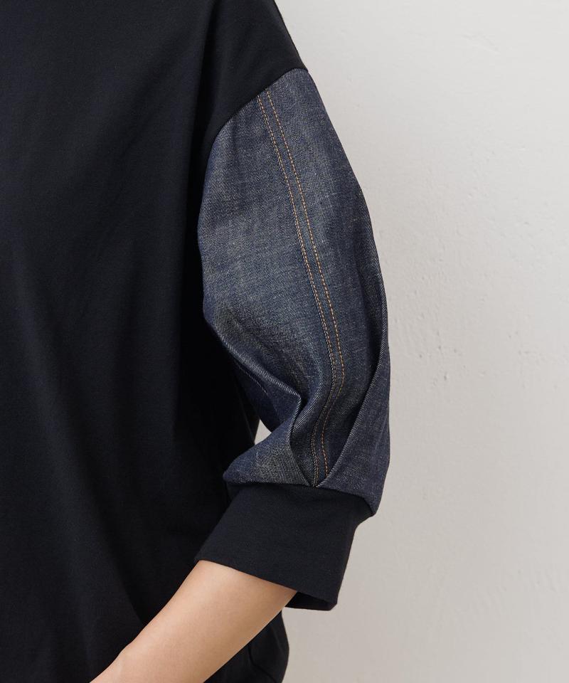 袖デニムTee