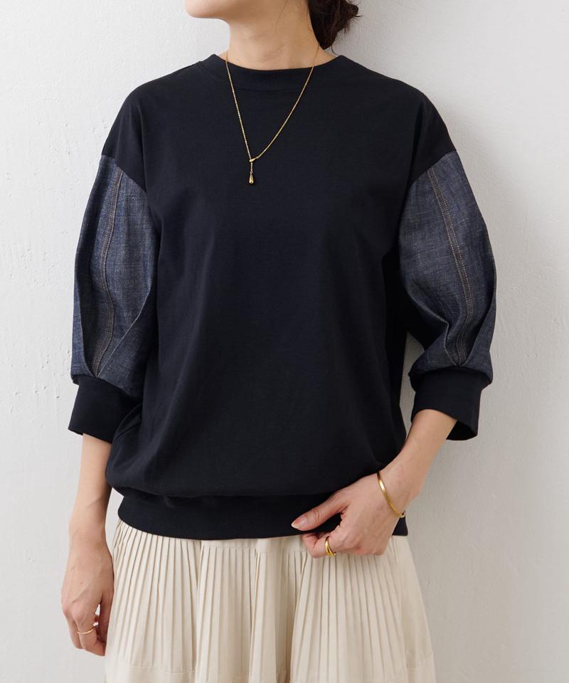 袖デニムTee