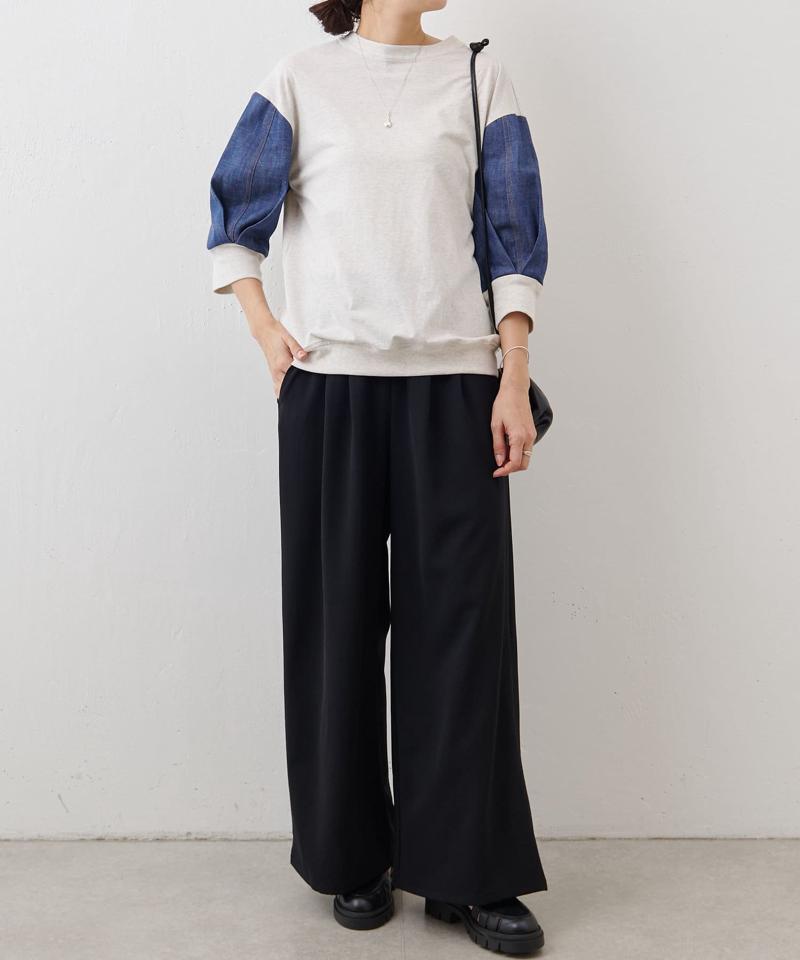 袖デニムTee