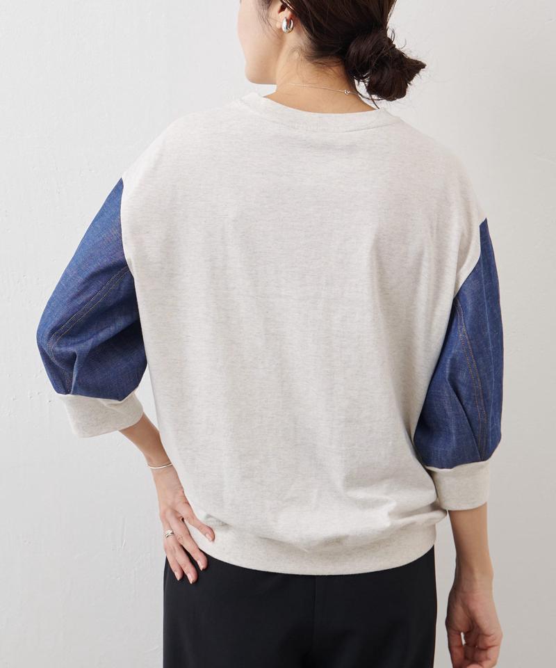 袖デニムTee