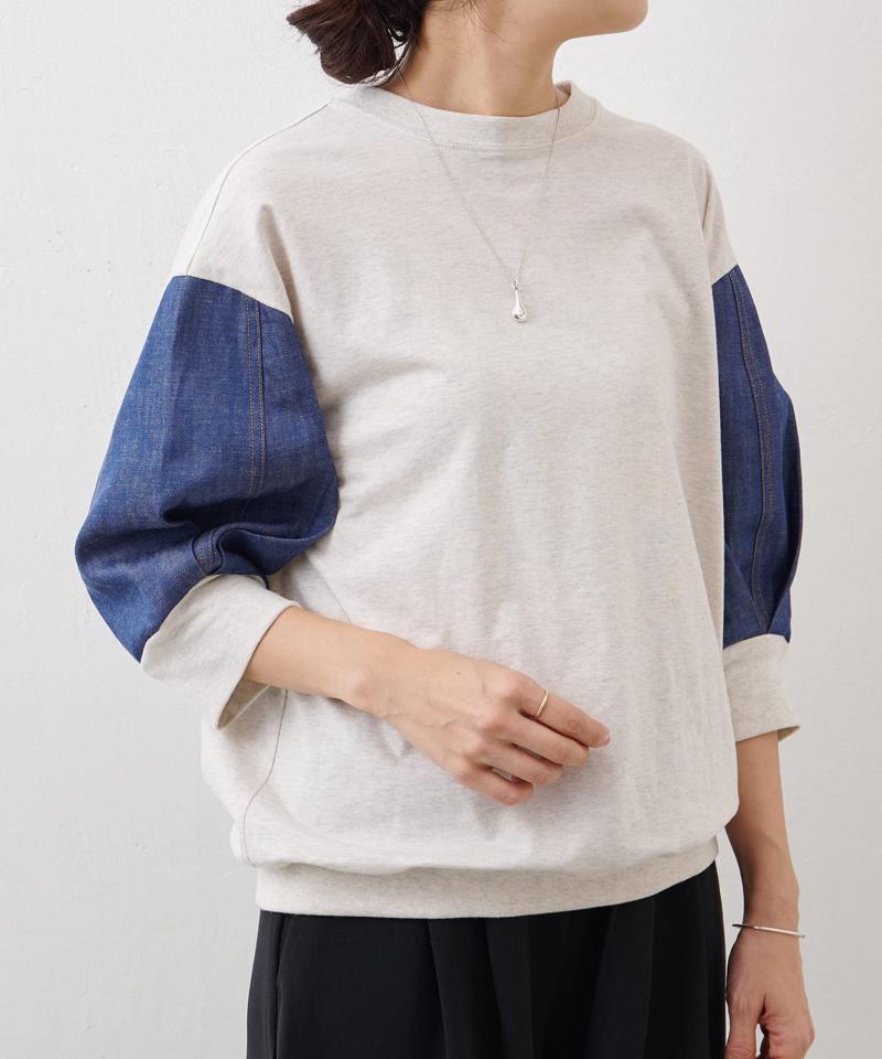 袖デニムTee