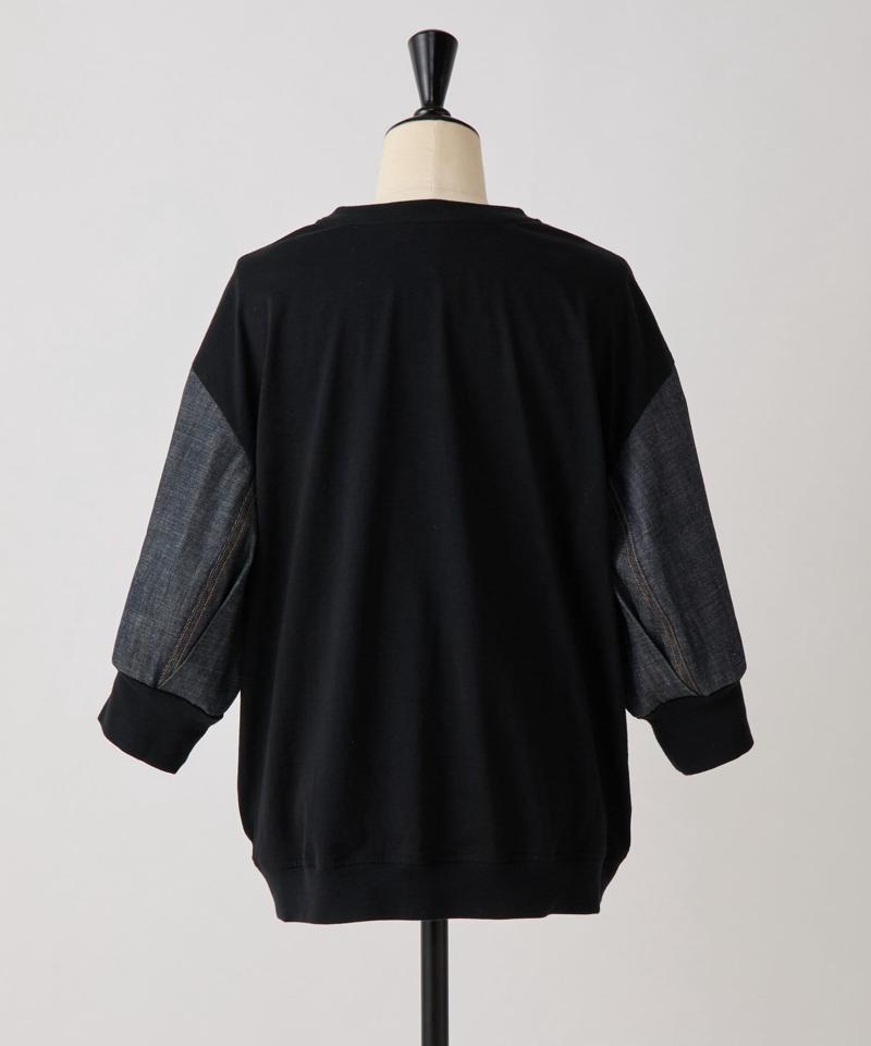 袖デニムTee