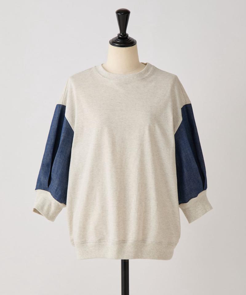 袖デニムTee
