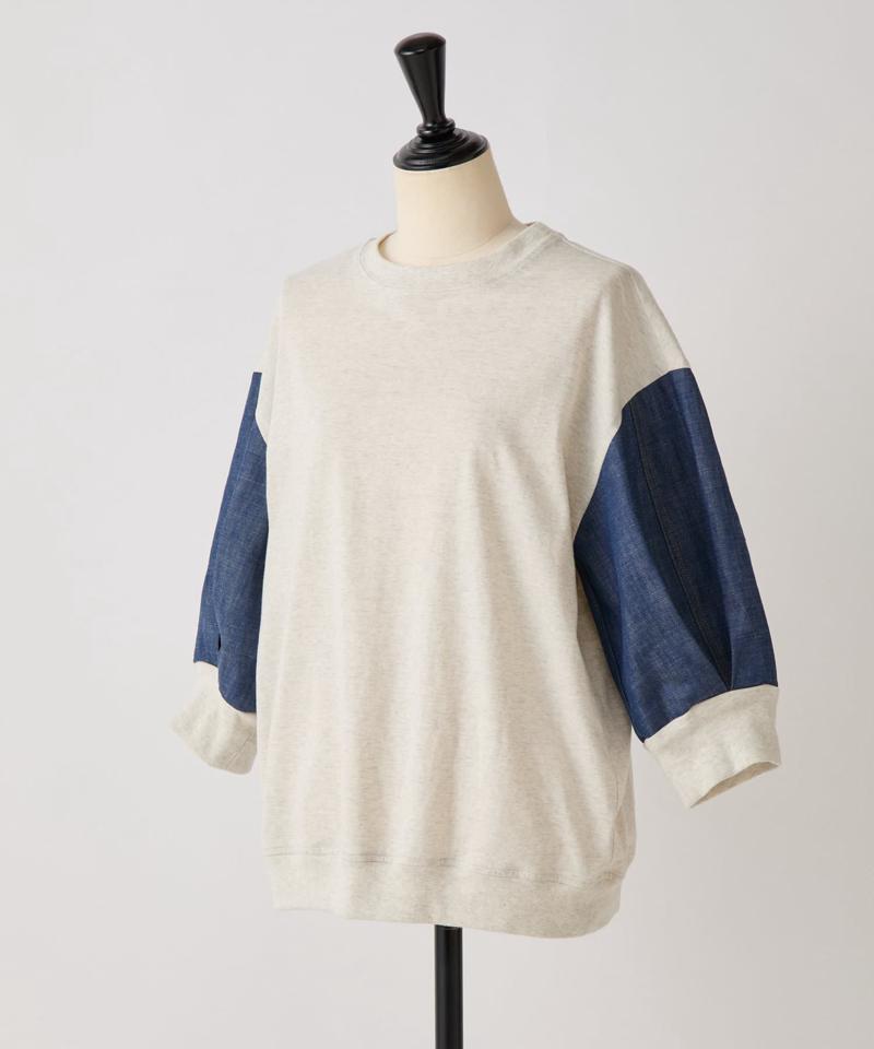 袖デニムTee