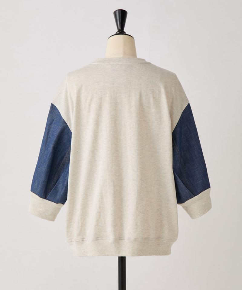 袖デニムTee