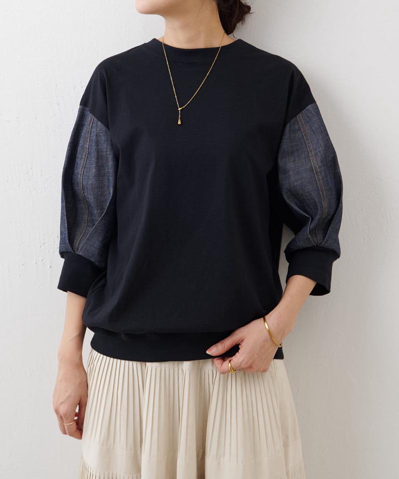 袖デニムTee