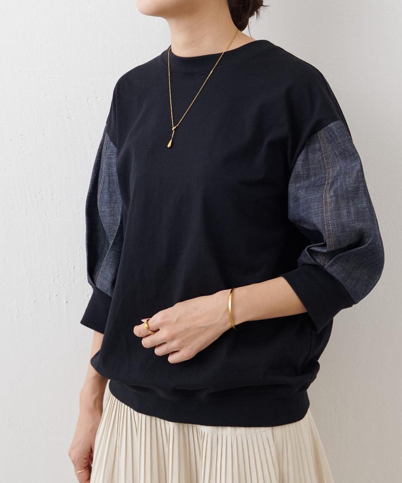 袖デニムTee