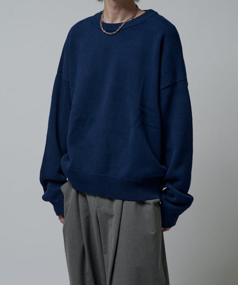 クロップドクルーネックニット