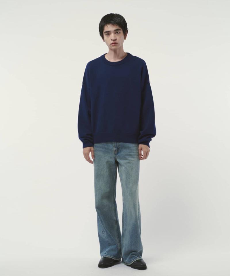 クロップドクルーネックニット