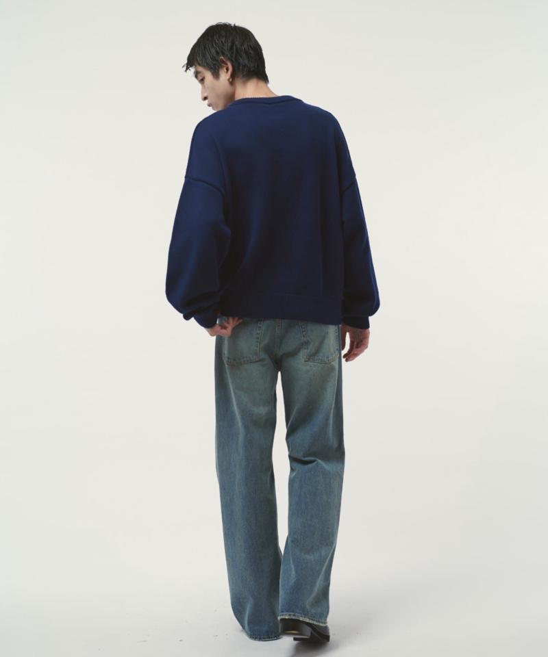 クロップドクルーネックニット