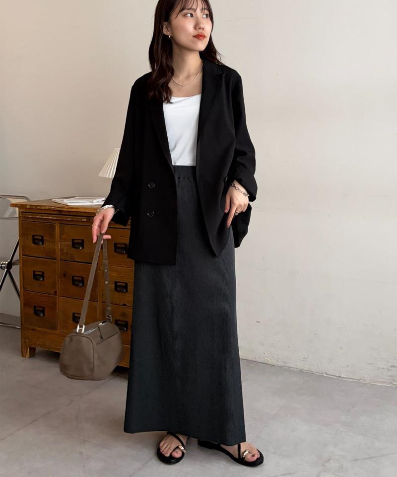 【新色追加!/細見え/着回し自在/3サイズ展開】リブナロースカート