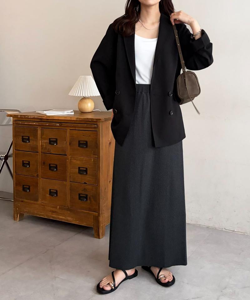 【新色追加!/細見え/着回し自在/3サイズ展開】リブナロースカート