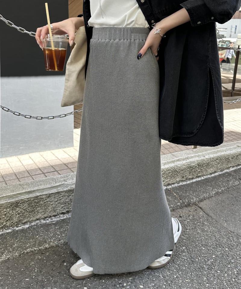 【新色追加!/3サイズ展開/細見え】リブナロースカート