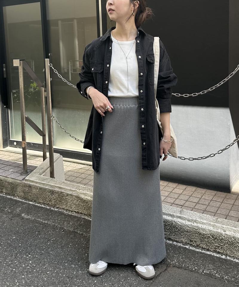 【新色追加!/3サイズ展開/細見え】リブナロースカート