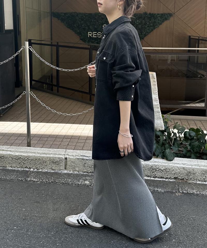 【新色追加!/3サイズ展開/細見え】リブナロースカート