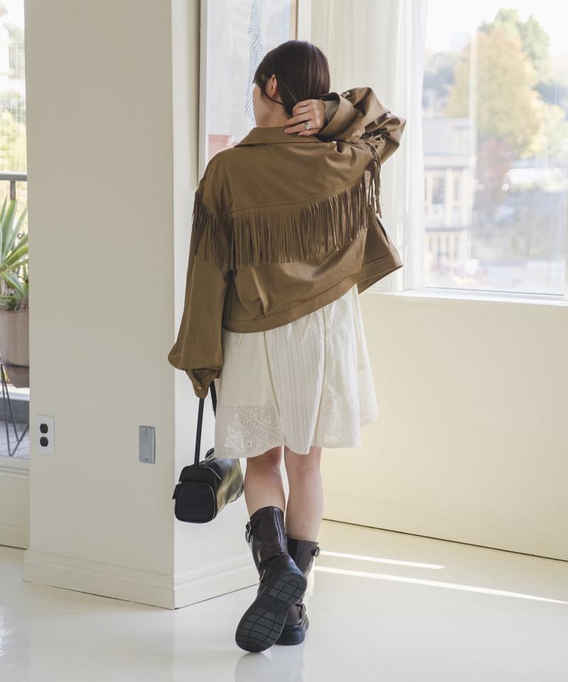 【裏地あり】スウェードフリンジジャケット