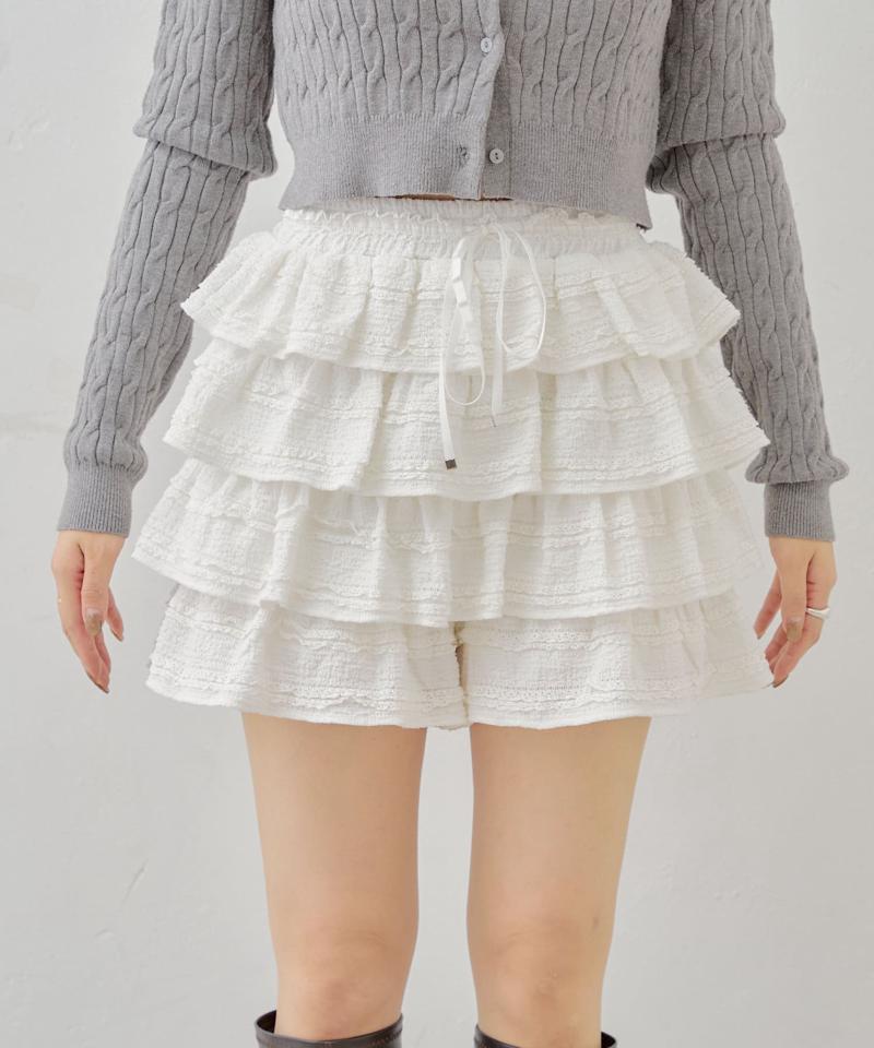 レースティアードショートパンツ