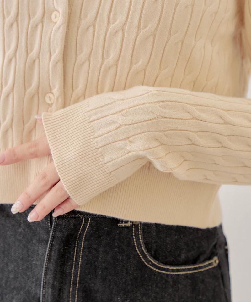 【SET ITEM】アンサンブルケーブル胸刺繡カーディガン