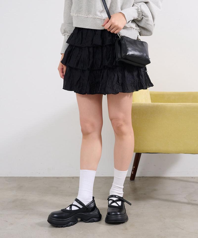 ワッシャーティアードミニスカート