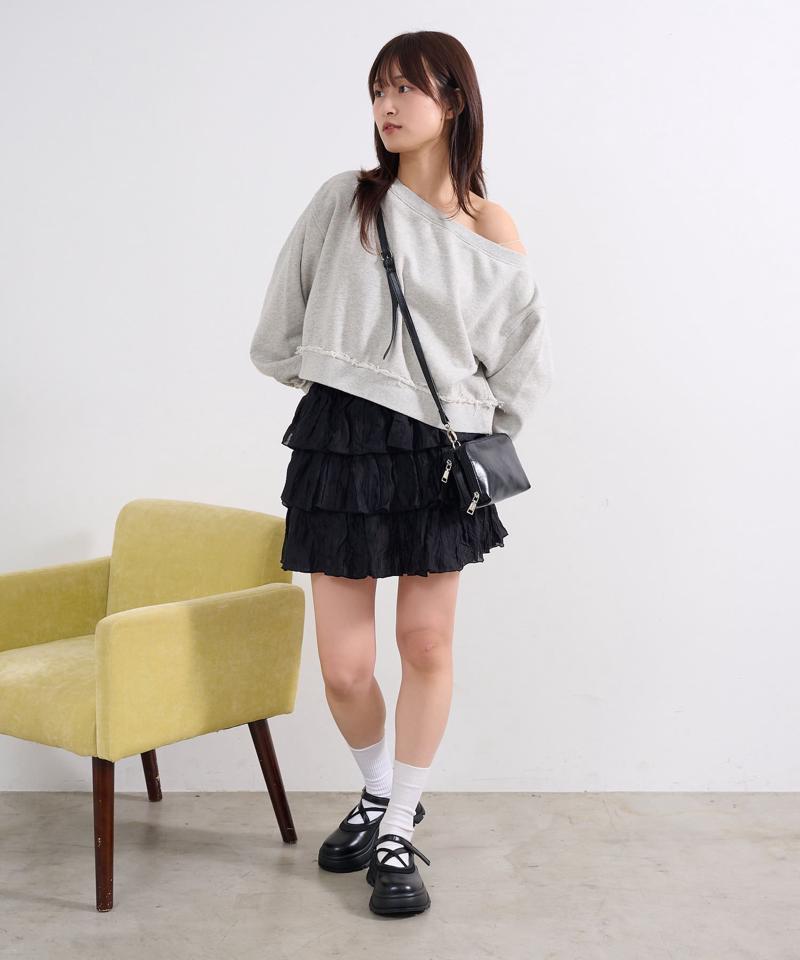 ワッシャーティアードミニスカート