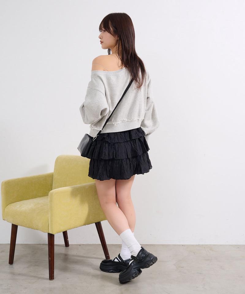 ワッシャーティアードミニスカート