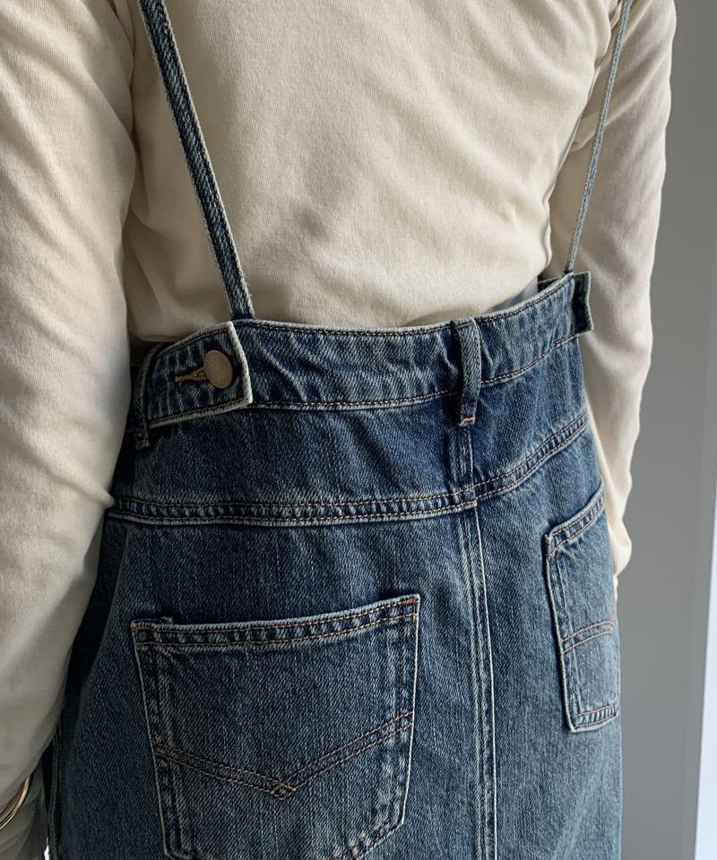 【完売カラー再追加!/体型カバー】裾フリンジデニムジャンスカ