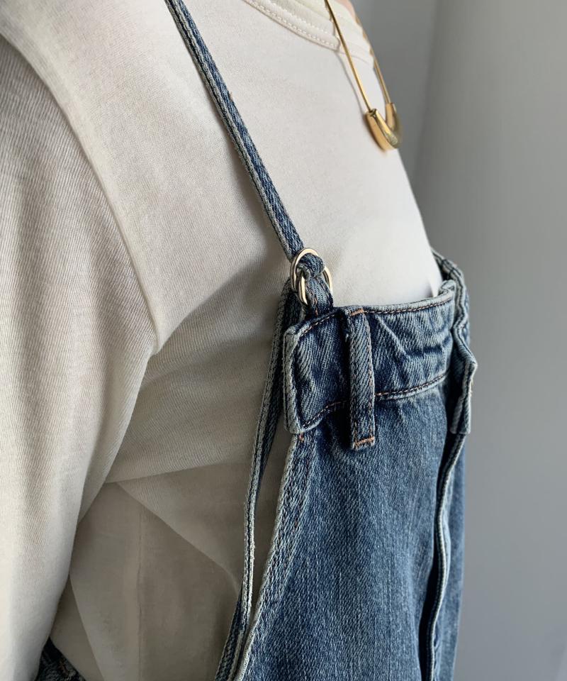 【完売カラー再追加!/体型カバー】裾フリンジデニムジャンスカ