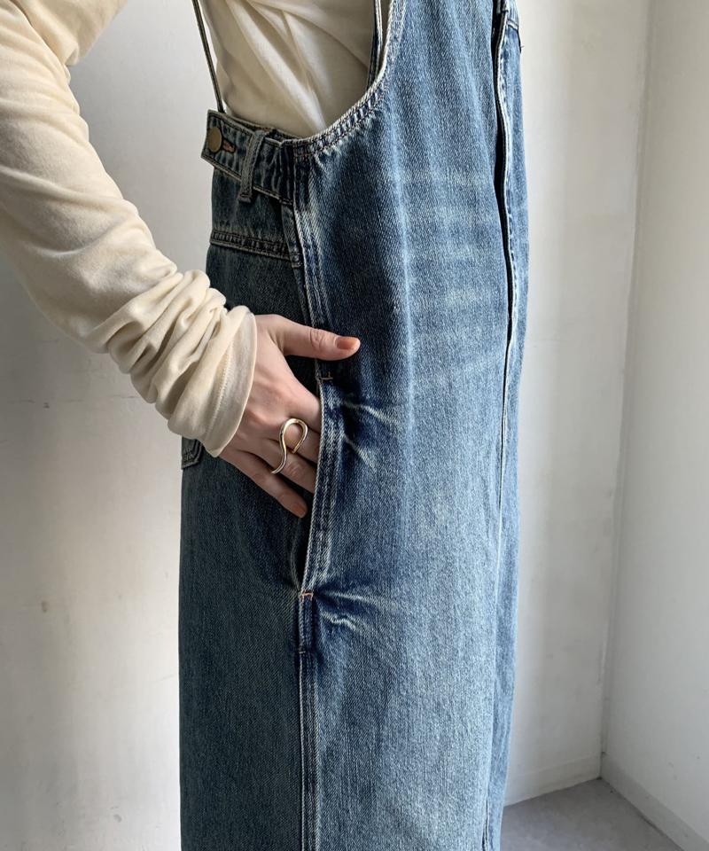 【完売カラー再追加!/体型カバー】裾フリンジデニムジャンスカ