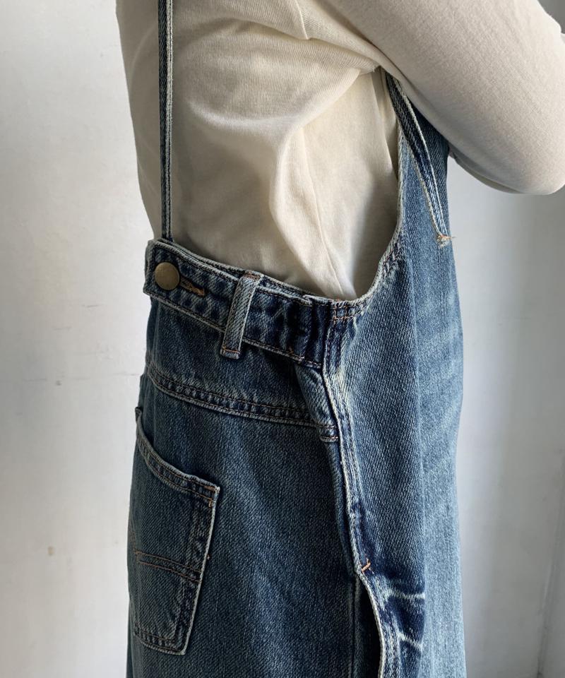 【完売カラー再追加!/体型カバー】裾フリンジデニムジャンスカ