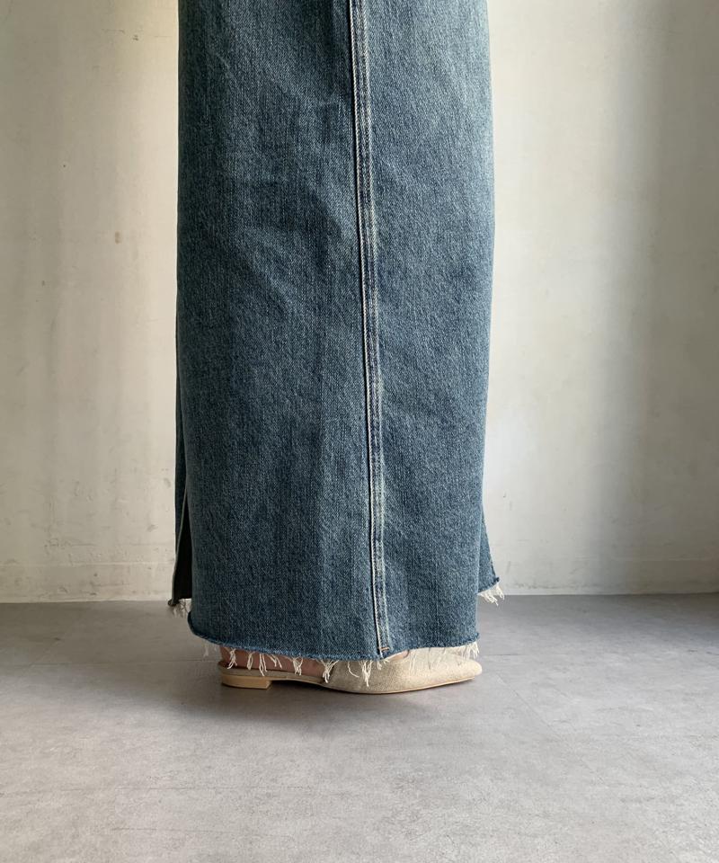 【完売カラー再追加!/体型カバー】裾フリンジデニムジャンスカ