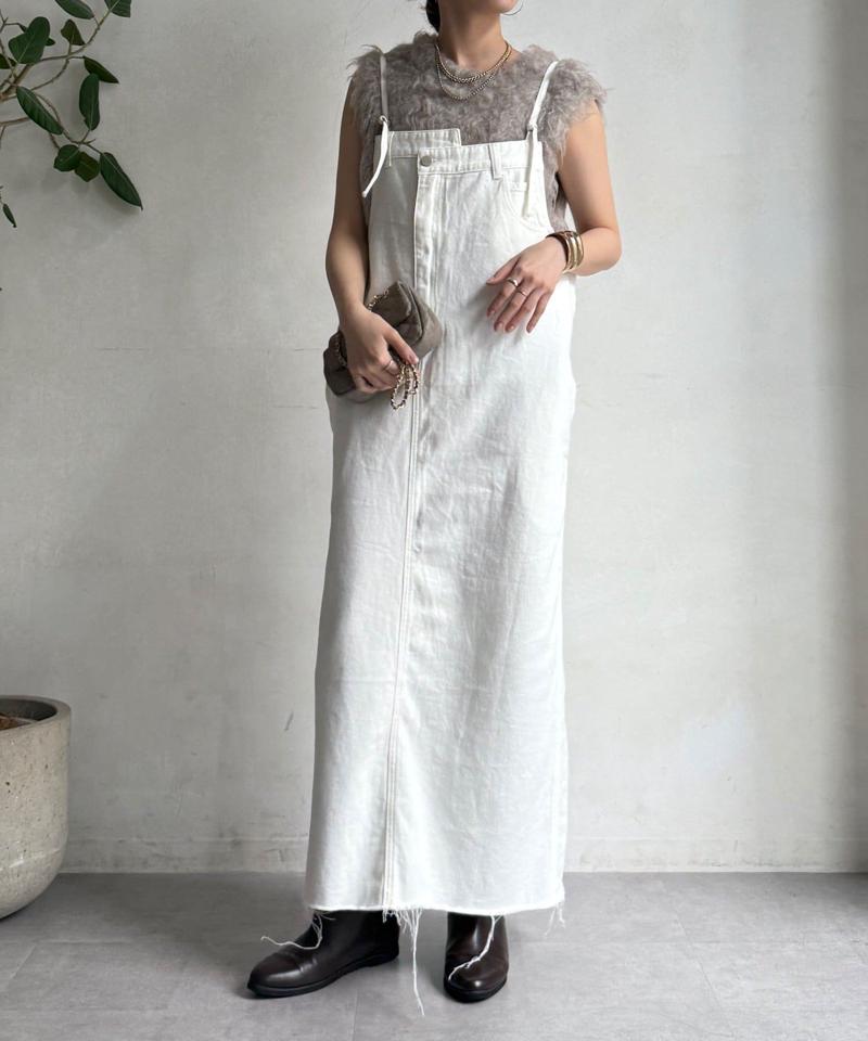 【完売カラー再追加!/体型カバー】裾フリンジデニムジャンスカ