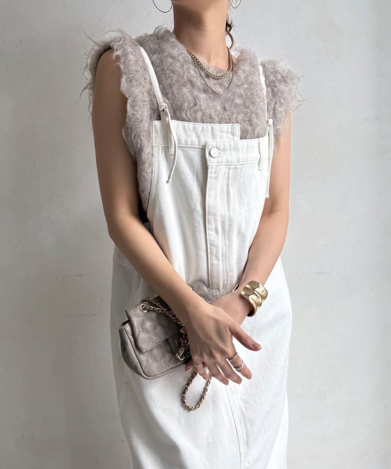 【完売カラー再追加!/体型カバー】裾フリンジデニムジャンスカ