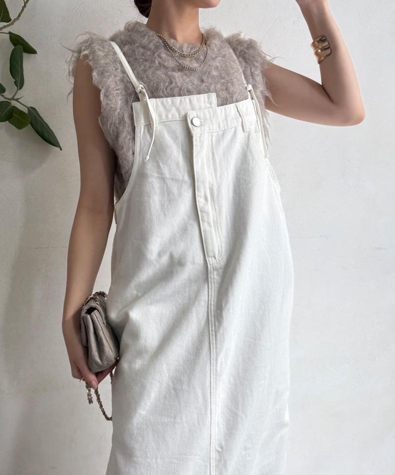 【完売カラー再追加!/体型カバー】裾フリンジデニムジャンスカ