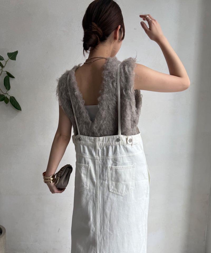 【完売カラー再追加!/体型カバー】裾フリンジデニムジャンスカ