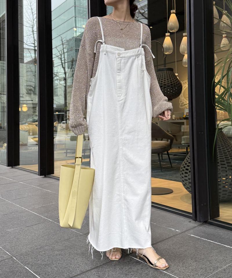 【完売カラー再追加!/体型カバー】裾フリンジデニムジャンスカ