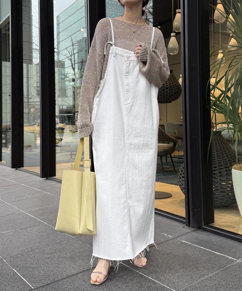 【完売カラー再追加!/体型カバー】裾フリンジデニムジャンスカ