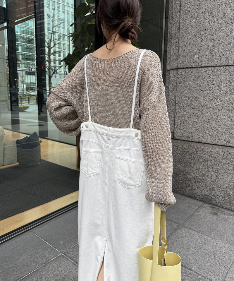 【完売カラー再追加!/体型カバー】裾フリンジデニムジャンスカ