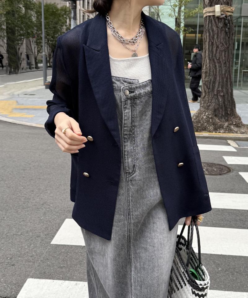 【完売カラー再追加!/体型カバー】裾フリンジデニムジャンスカ