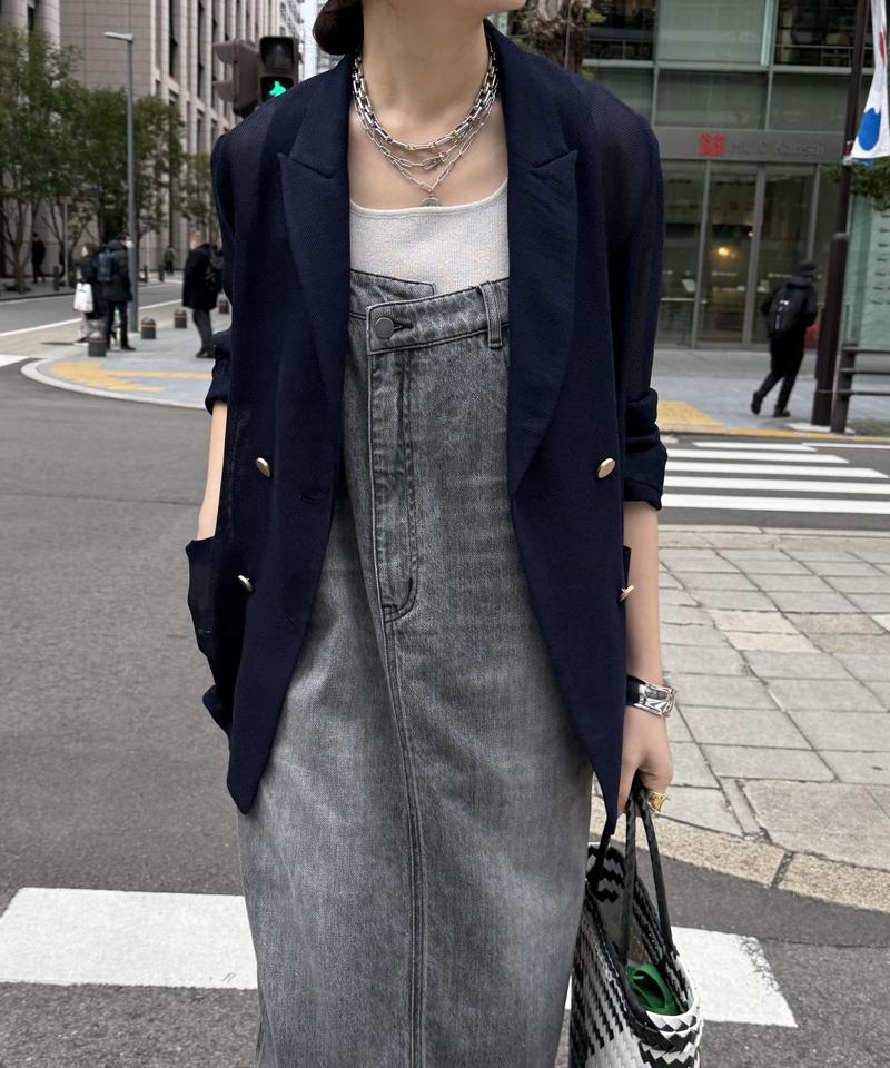 【完売カラー再追加!/体型カバー】裾フリンジデニムジャンスカ